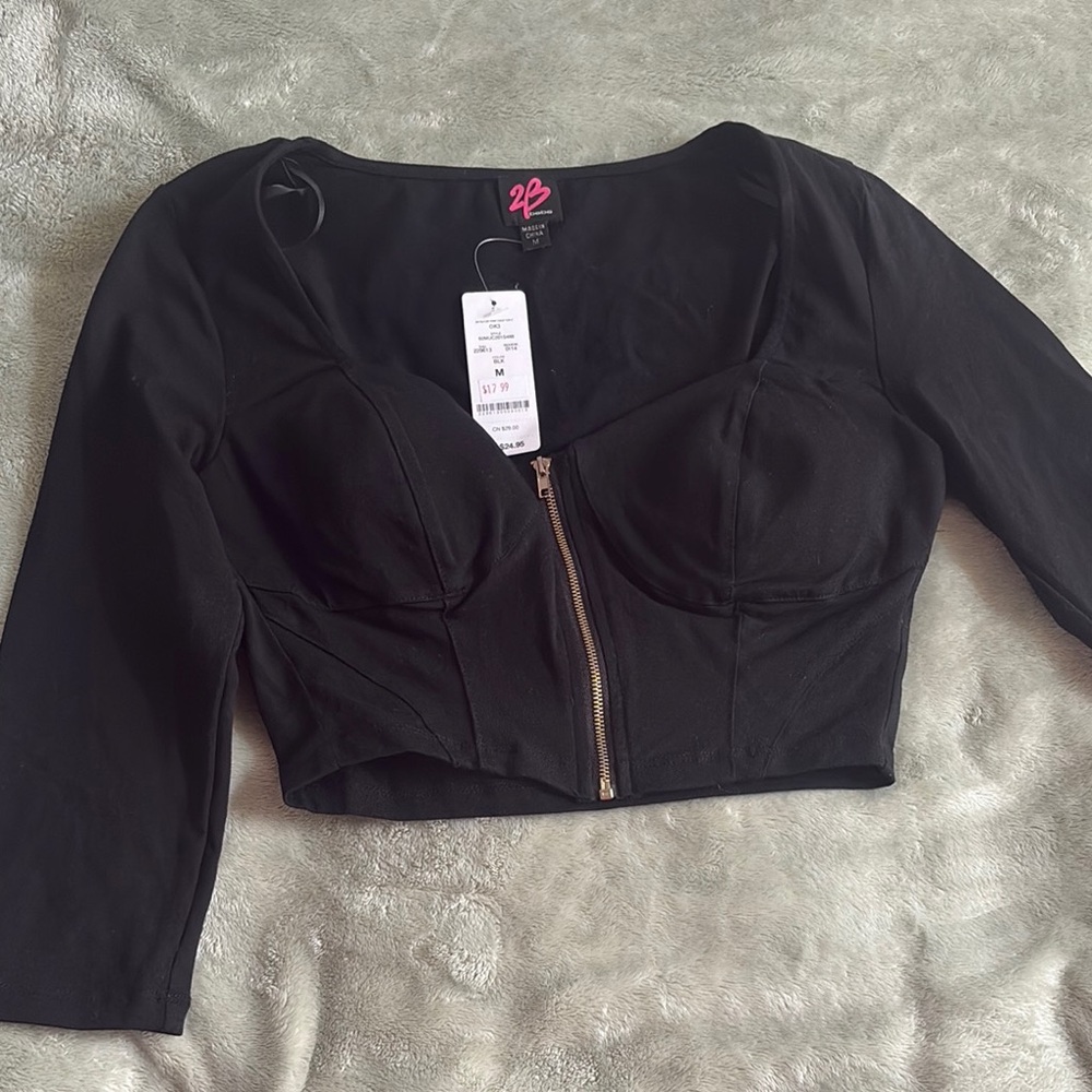 Black Zippered Women's Top